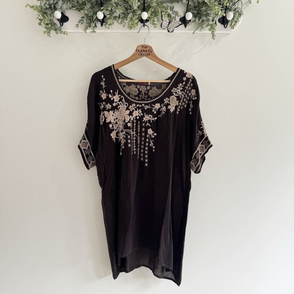 johnny was brown embroidered Kaftan Tunic Medium VW